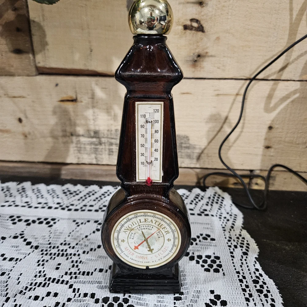 Avon Brown Wall Thermometer with Ivory Dial and Red Indicator